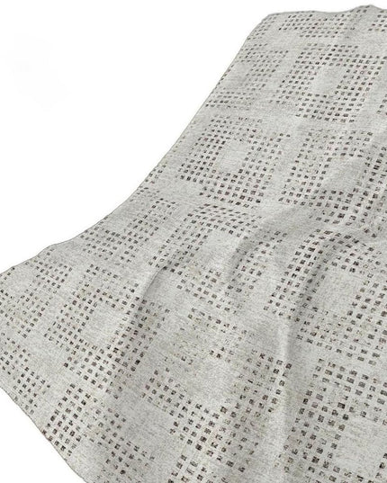 50" X 70" Beige And Charcoal Geometric Polyester Woven Plush Throw Blanket