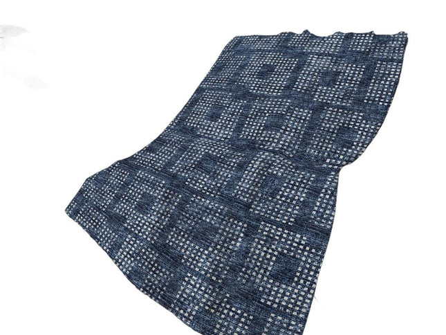 50" X 70" Blue And Ivory Geometric Polyester Woven Plush Throw Blanket