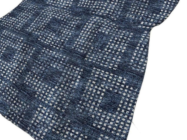 50" X 70" Blue And Ivory Geometric Polyester Woven Plush Throw Blanket