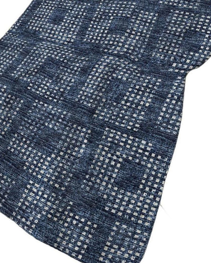 50" X 70" Blue And Ivory Geometric Polyester Woven Plush Throw Blanket