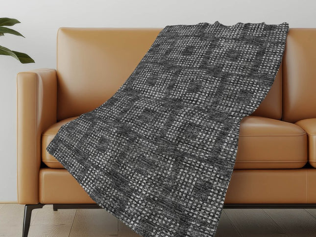 50" X 70" Black And Silver Geometric Polyester Woven Plush Throw Blanket