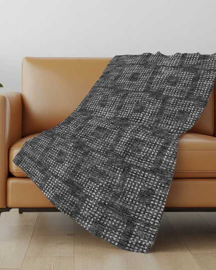 50" X 70" Black And Silver Geometric Polyester Woven Plush Throw Blanket