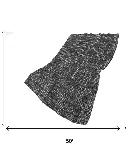 50" X 70" Black And Silver Geometric Polyester Woven Plush Throw Blanket