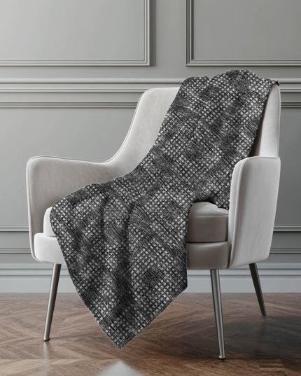 50" X 70" Black And Silver Geometric Polyester Woven Plush Throw Blanket