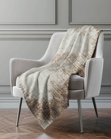 50" X 70" Brown And Beige Abstract Polyester Woven Plush Throw Blanket