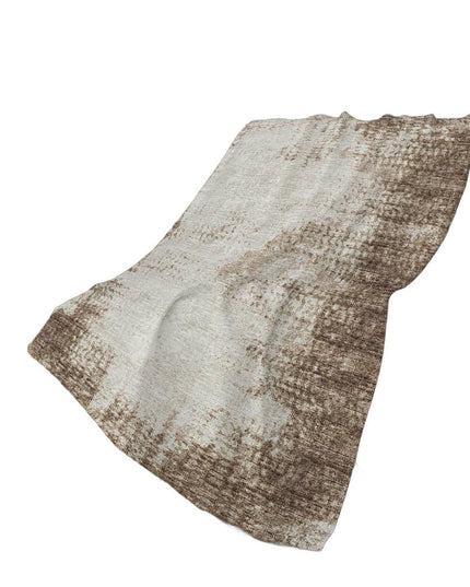 50" X 70" Brown And Beige Abstract Polyester Woven Plush Throw Blanket