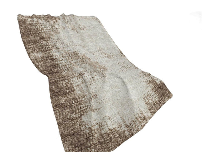 50" X 70" Brown And Beige Abstract Polyester Woven Plush Throw Blanket