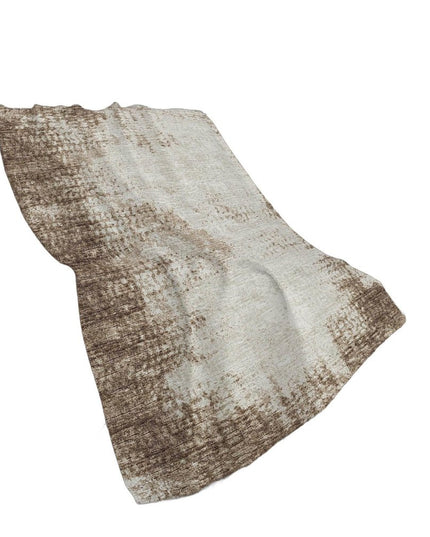 50" X 70" Brown And Beige Abstract Polyester Woven Plush Throw Blanket