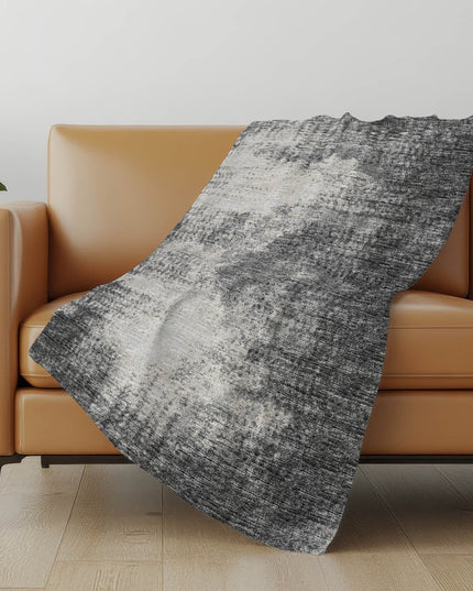 50" X 70" Black And Beige Abstract Polyester Woven Plush Throw Blanket