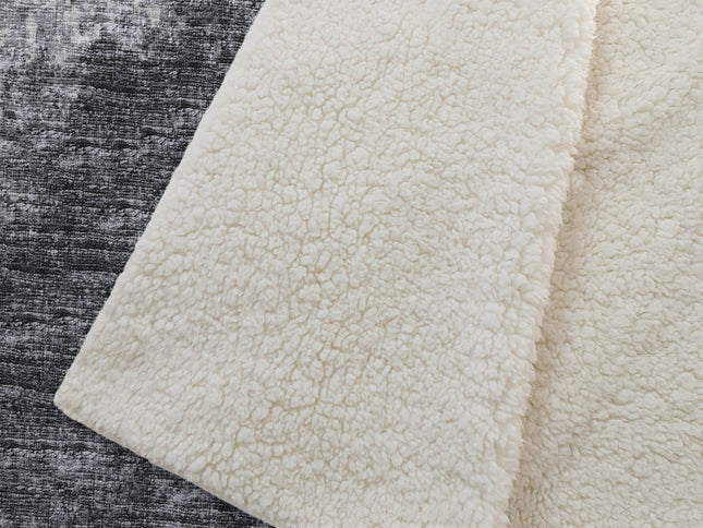 50" X 70" Black And Beige Abstract Polyester Woven Plush Throw Blanket