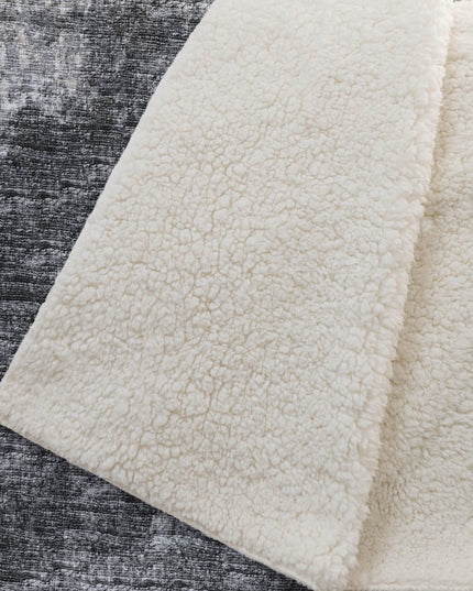 50" X 70" Black And Beige Abstract Polyester Woven Plush Throw Blanket