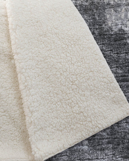 50" X 70" Black And Beige Abstract Polyester Woven Plush Throw Blanket