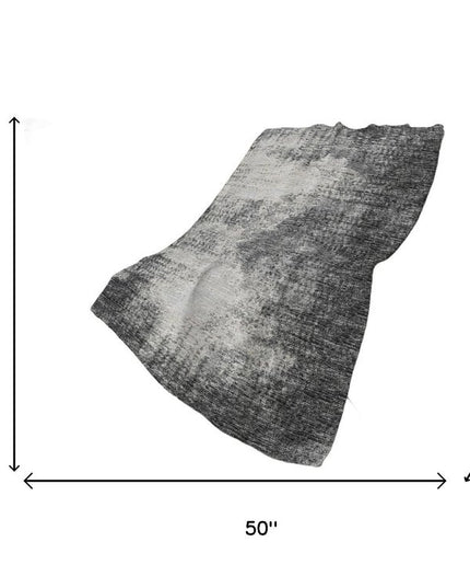 50" X 70" Black And Beige Abstract Polyester Woven Plush Throw Blanket