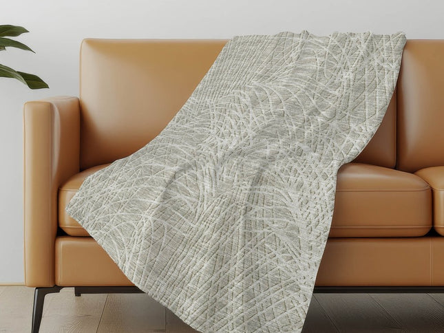 50" X 70" Beige And Gray Abstract Polyester Woven Plush Throw Blanket