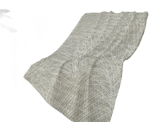 50" X 70" Beige And Gray Abstract Polyester Woven Plush Throw Blanket