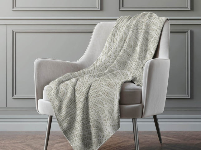 50" X 70" Beige And Gray Abstract Polyester Woven Plush Throw Blanket