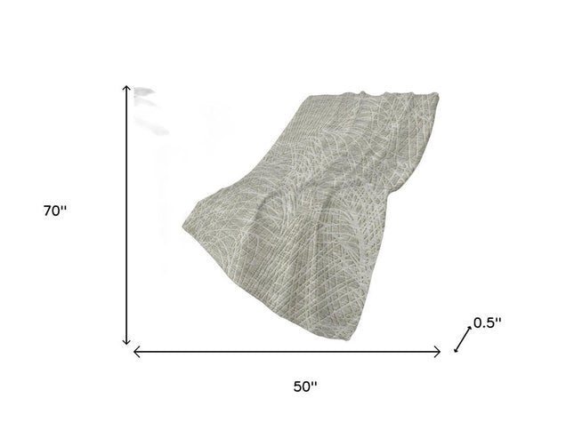 50" X 70" Beige And Gray Abstract Polyester Woven Plush Throw Blanket