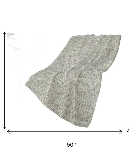 50" X 70" Beige And Gray Abstract Polyester Woven Plush Throw Blanket