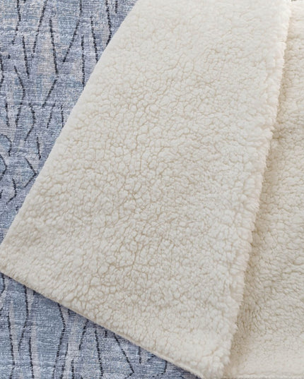 50" X 70" Blue And Beige Abstract Polyester Woven Plush Throw Blanket