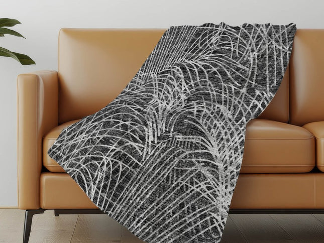 50" X 70" Charcoal And Gray Abstract Polyester Woven Plush Throw Blanket