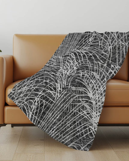 50" X 70" Charcoal And Gray Abstract Polyester Woven Plush Throw Blanket