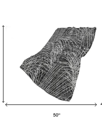 50" X 70" Charcoal And Gray Abstract Polyester Woven Plush Throw Blanket