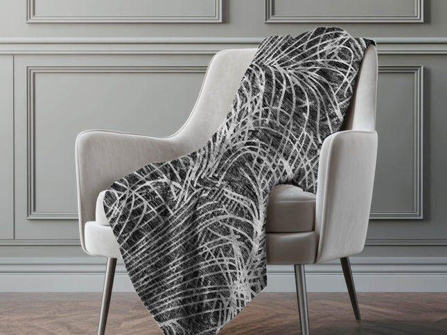 50" X 70" Charcoal And Gray Abstract Polyester Woven Plush Throw Blanket