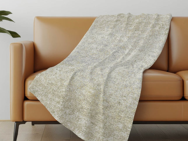 50" X 70" Beige And Gold Abstract Polyester Woven Plush Throw Blanket