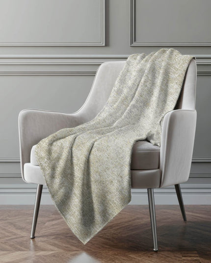 50" X 70" Beige And Gold Abstract Polyester Woven Plush Throw Blanket