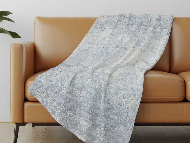 50" X 70" Blue And Beige Abstract Polyester Woven Plush Throw Blanket