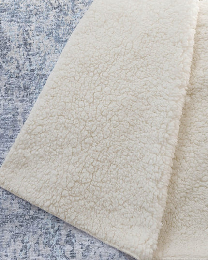 50" X 70" Blue And Beige Abstract Polyester Woven Plush Throw Blanket