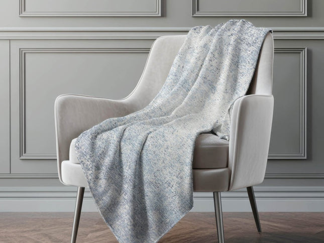 50" X 70" Blue And Beige Abstract Polyester Woven Plush Throw Blanket