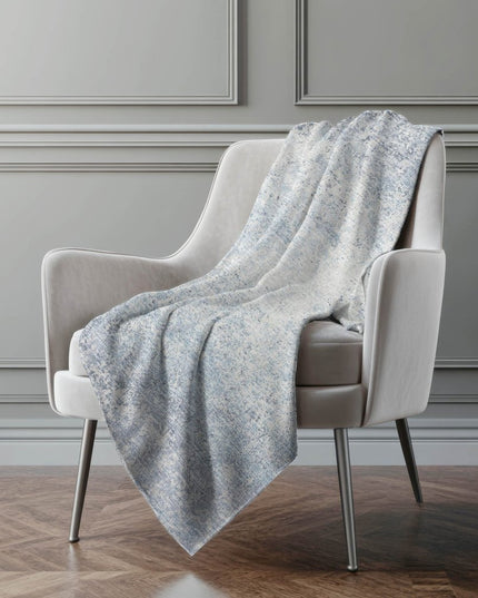 50" X 70" Blue And Beige Abstract Polyester Woven Plush Throw Blanket
