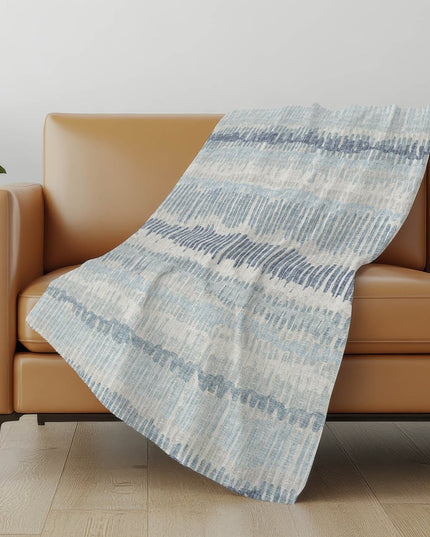 50" X 70" Blue And Beige Abstract Polyester Woven Plush Throw Blanket