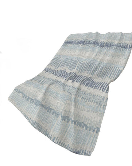 50" X 70" Blue And Beige Abstract Polyester Woven Plush Throw Blanket