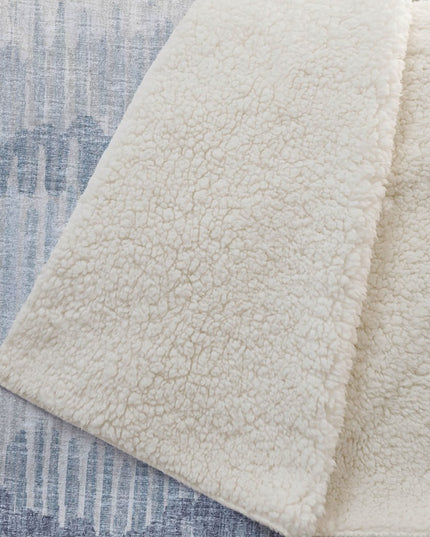 50" X 70" Blue And Beige Abstract Polyester Woven Plush Throw Blanket