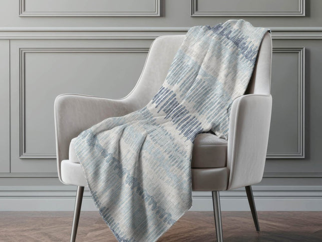 50" X 70" Blue And Beige Abstract Polyester Woven Plush Throw Blanket
