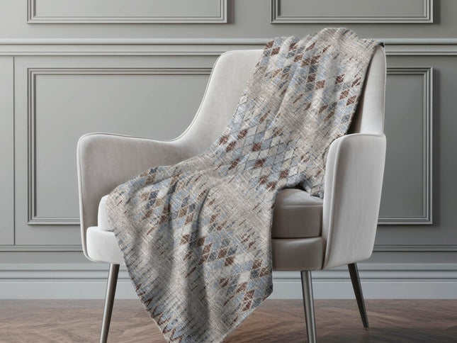 50" X 70" Blue And Gray Geometric Polyester Woven Plush Throw Blanket