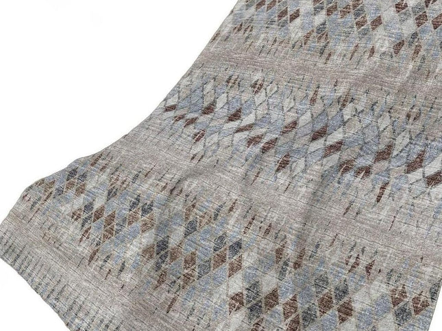 50" X 70" Blue And Gray Geometric Polyester Woven Plush Throw Blanket