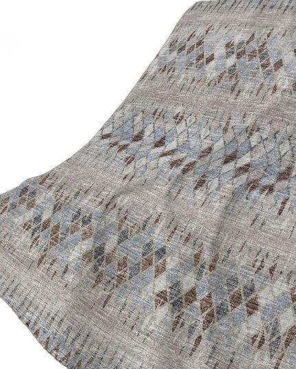 50" X 70" Blue And Gray Geometric Polyester Woven Plush Throw Blanket