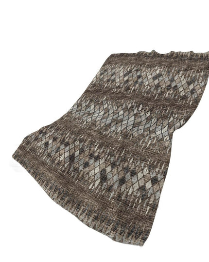 50" X 70" Brown And Beige Geometric Polyester Woven Plush Throw Blanket