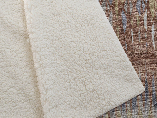 50" X 70" Cinnamon Gold And Blue Geometric Polyester Woven Plush Throw Blanket