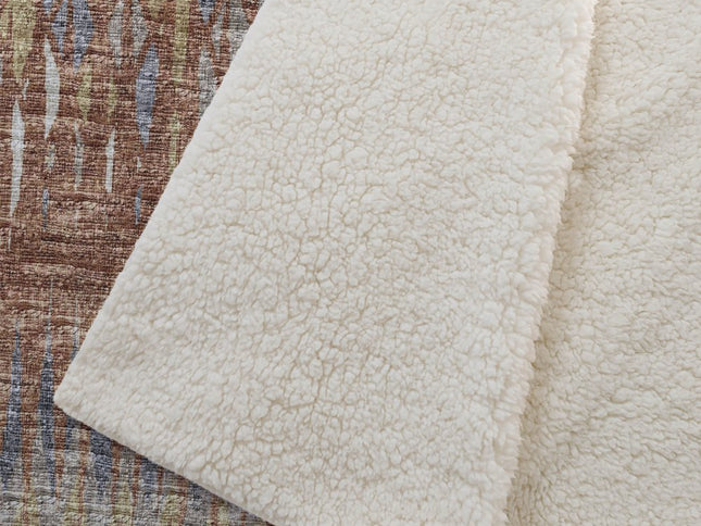 50" X 70" Cinnamon Gold And Blue Geometric Polyester Woven Plush Throw Blanket