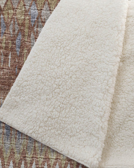 50" X 70" Cinnamon Gold And Blue Geometric Polyester Woven Plush Throw Blanket