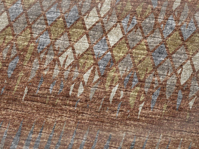 50" X 70" Cinnamon Gold And Blue Geometric Polyester Woven Plush Throw Blanket