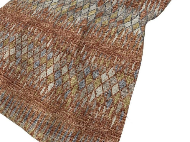 50" X 70" Cinnamon Gold And Blue Geometric Polyester Woven Plush Throw Blanket