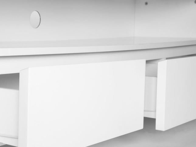 59" White Enclosed and Open Storage TV Stand