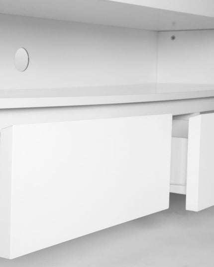 59" White Enclosed and Open Storage TV Stand