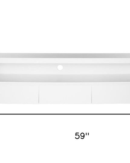 59" White Enclosed and Open Storage TV Stand