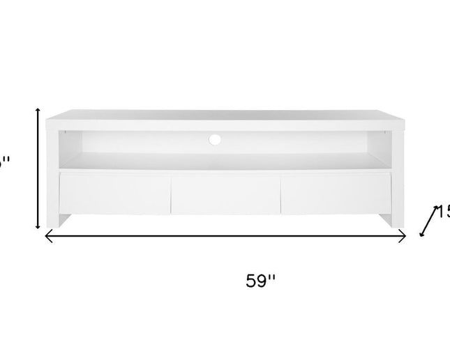 59" White Enclosed and Open Storage TV Stand